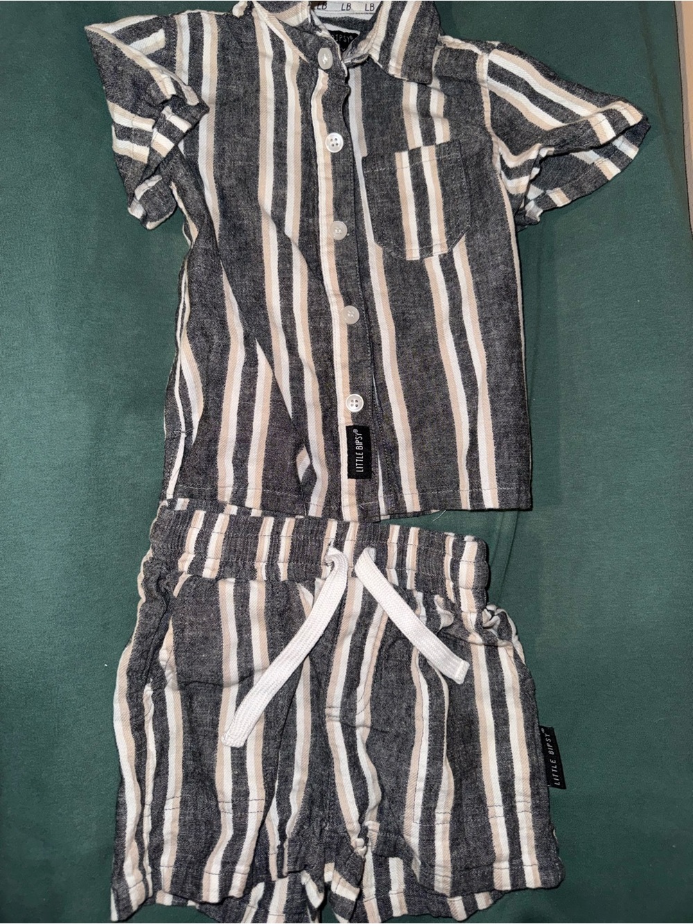Little Bipsy Black and White Striped Kids Matching Set
